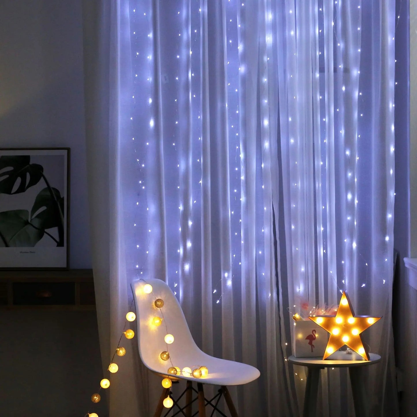 1pc LED Curtain Lights | 8 Modes with Remote Control | USB Powered | Bedroom, Wedding, Party Decorations | Fairy Lights for Backdrop & Wall Decor