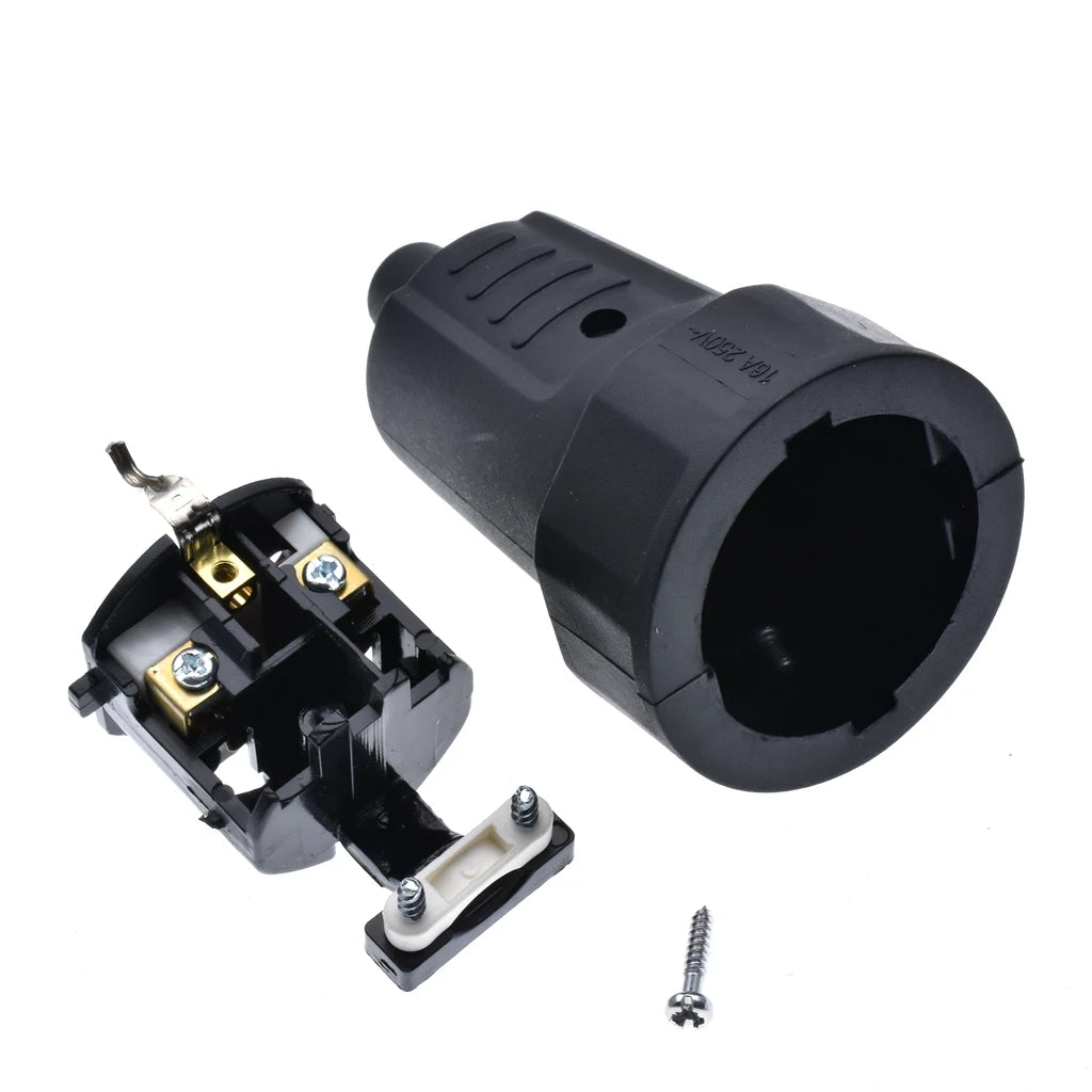 250V 16A Male Female Assembly | Receptacle Connector | French | Russia | Korea | German | EU Schuko | Power Cord | Wired Cable Plug | Socket