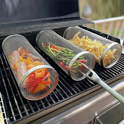 RVS BBQ Grill Kooi – Roestvrijstalen Barbecue Kooi voor Buiten BBQ, Kamperen & Cadeau