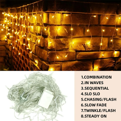 Christmas Lights | Waterfall Outdoor Decoration | 5M Droop | 0.4-0.6m LED Lights | Curtain String Lights | Party Garden Eaves Decoration