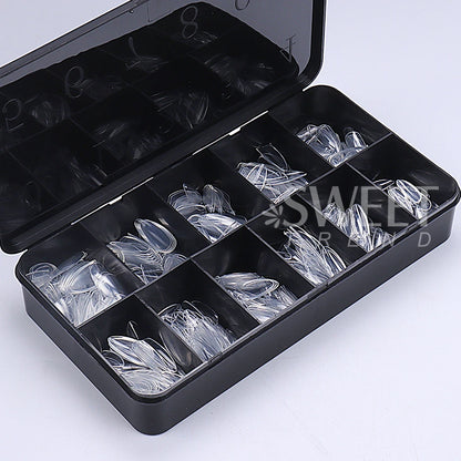 600pcs Transparent Press On False Nail Tips – Full Cover Long Coffin, Stiletto, Almond, Square & Oval Acrylic Nail Extensions