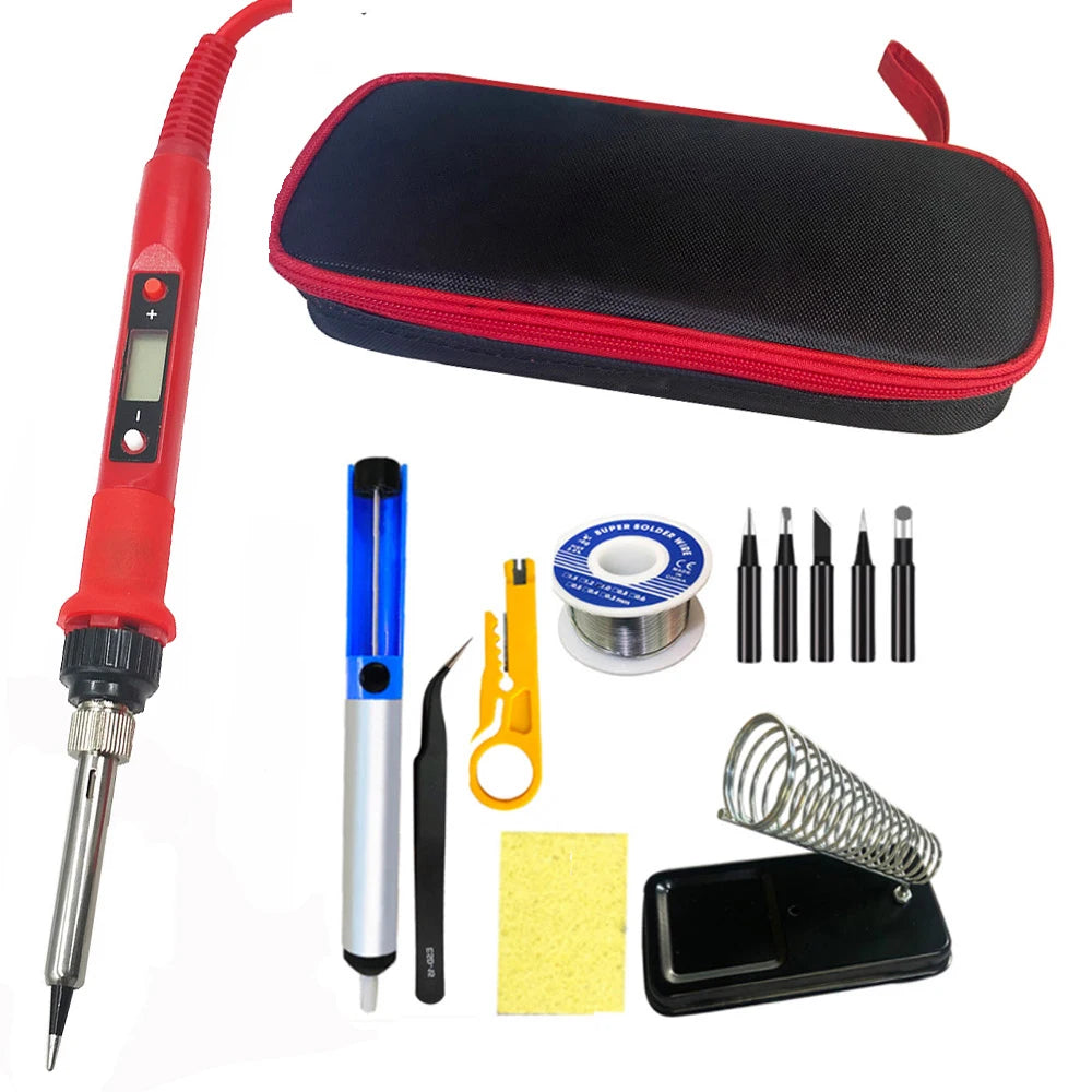 80W Digital Electric Soldering Iron Set Kit Temperature Adjustable 220V 110V  Ceramic Heater Soldering Tips Welding Tool  set